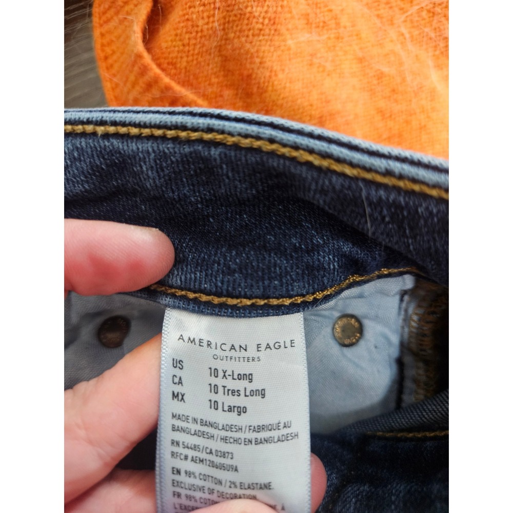 American Eagle Favorite Boyfriend Jeans Dark Wash Blue Denim Womens 10 X-Long - Picture 8 of 8